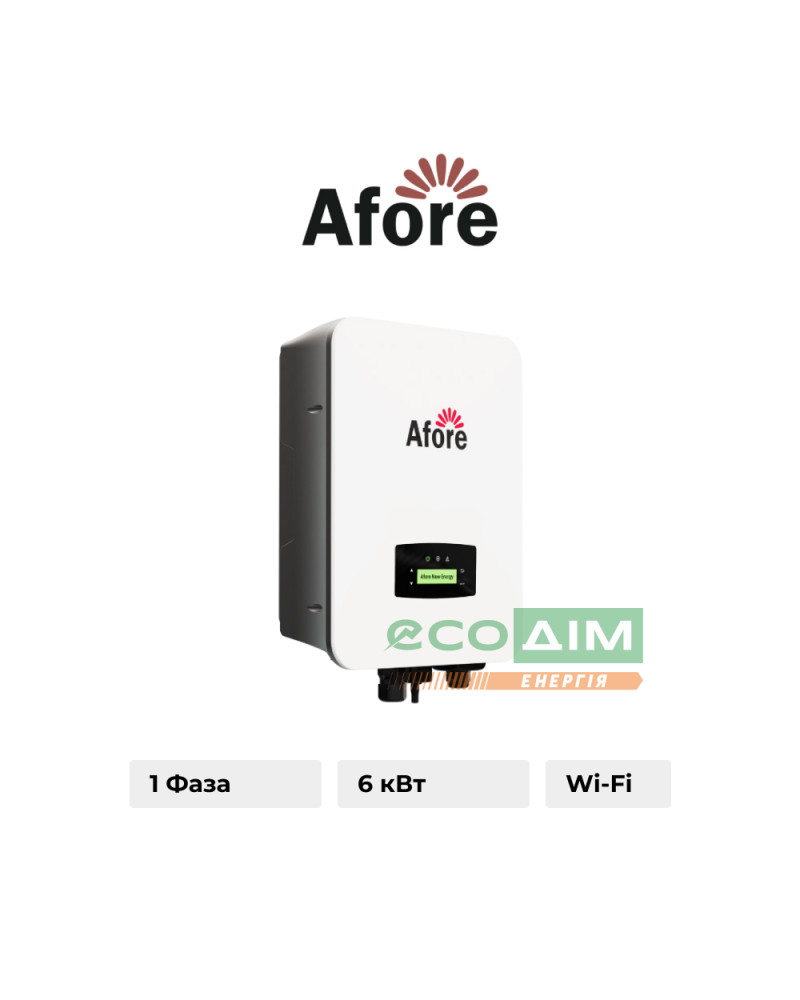 Гібридний інвертор Afore AF6K-SLP 6KW 48V 2 MPPT Wi-Fi 220V Однофазний 