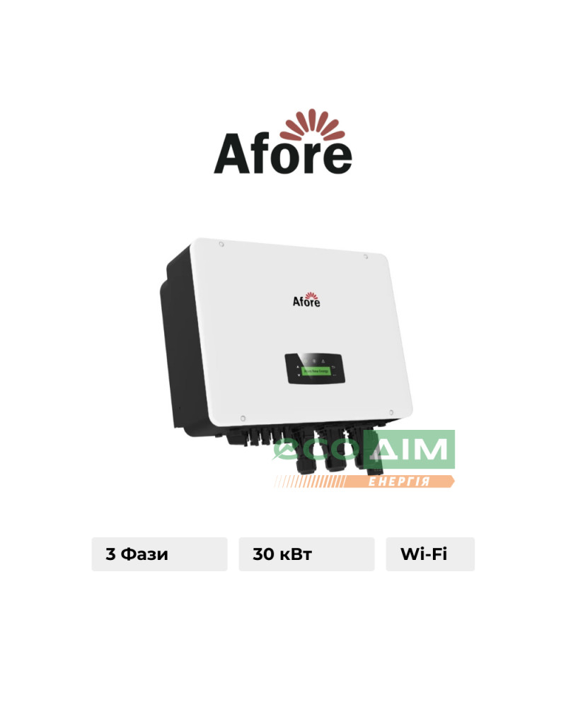 Гібридний інвертор Afore AF30K-TH 30KW HV-battery 2 MPPT Wi-Fi 220/380V Трифазний 